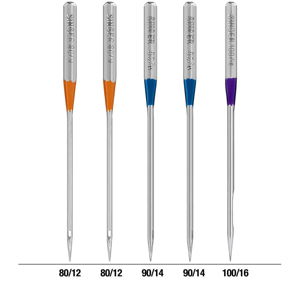 SINGER Universal Regular Point Overlock Machine Needles-Sizes 11/80 (2), 14/90 (2) & 16/100 (1)