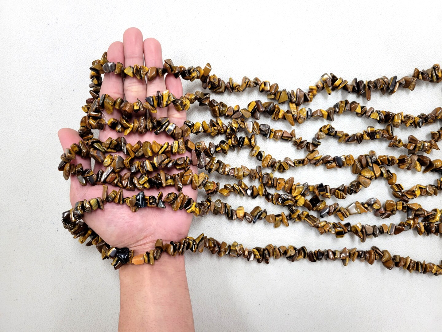 Tiger&#x27;s Eye Chunky Crystal Beads Drilled Gemstone Chips