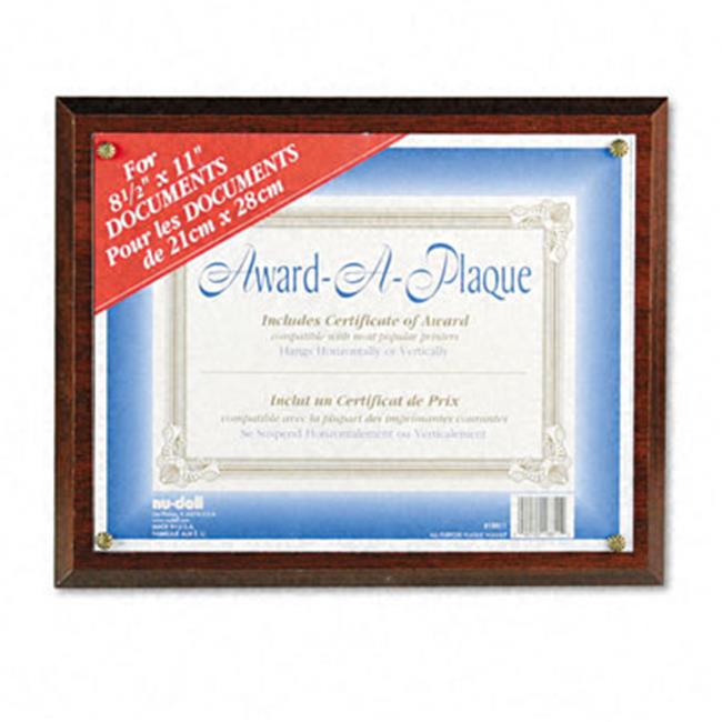 Nu-Dell Award-A-Plaque Document Holder Acrylic/Plastic 10-1/2 x 13 Walnut