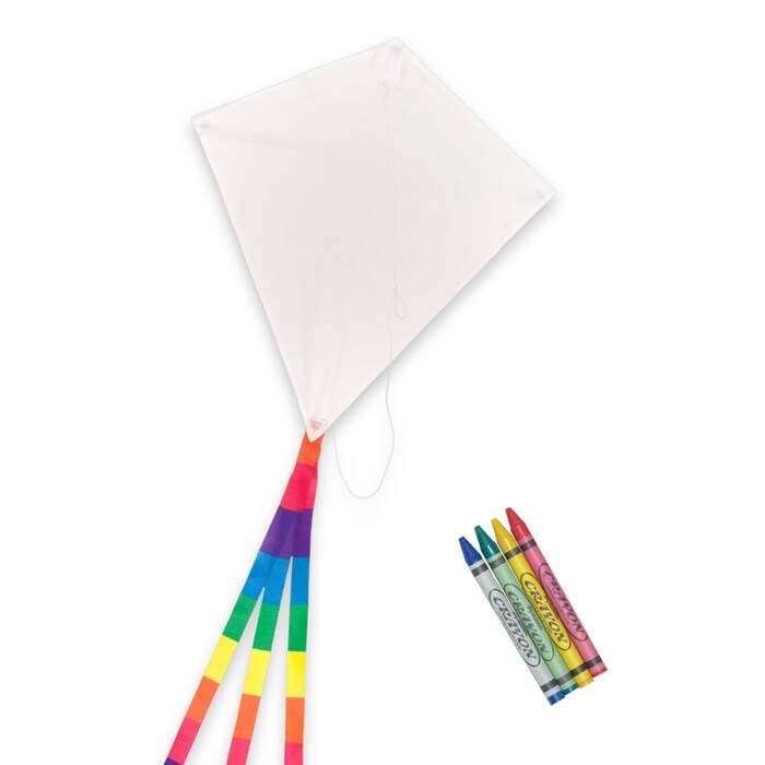 In the Breeze Coloring Diamond 20 Inch Kite - Single Line - Ripstop Fabric Kite - Includes Crayons, Kite Line and Bag - Creative Fun for Kids and Adults