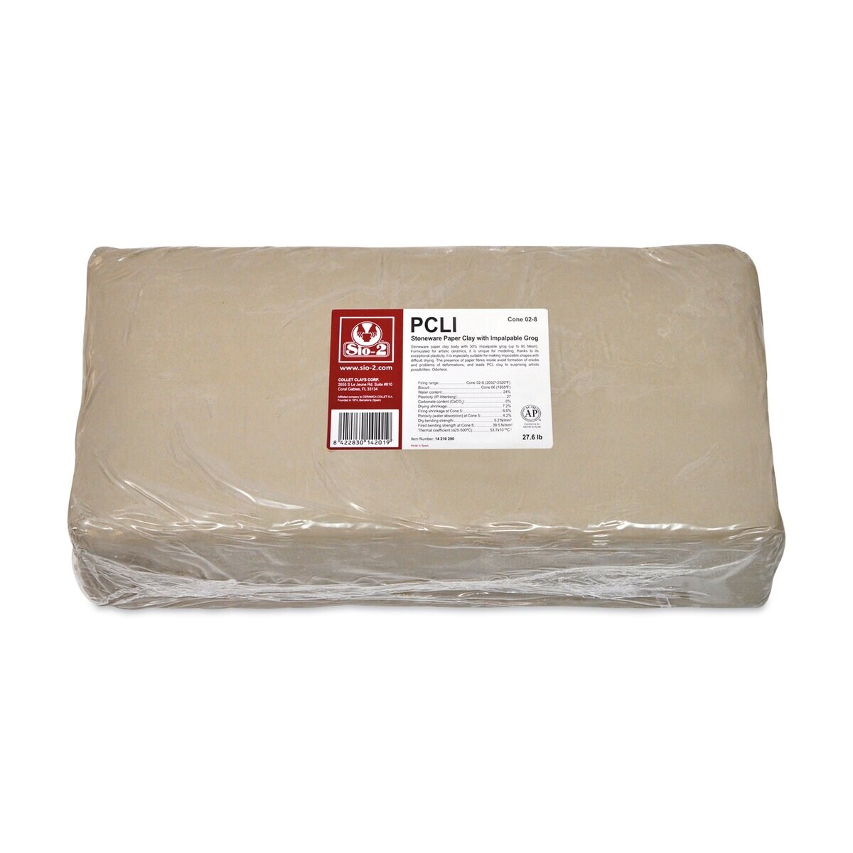 Sio-2 PCLI Stoneware Paper Clay - 27.6 lbs