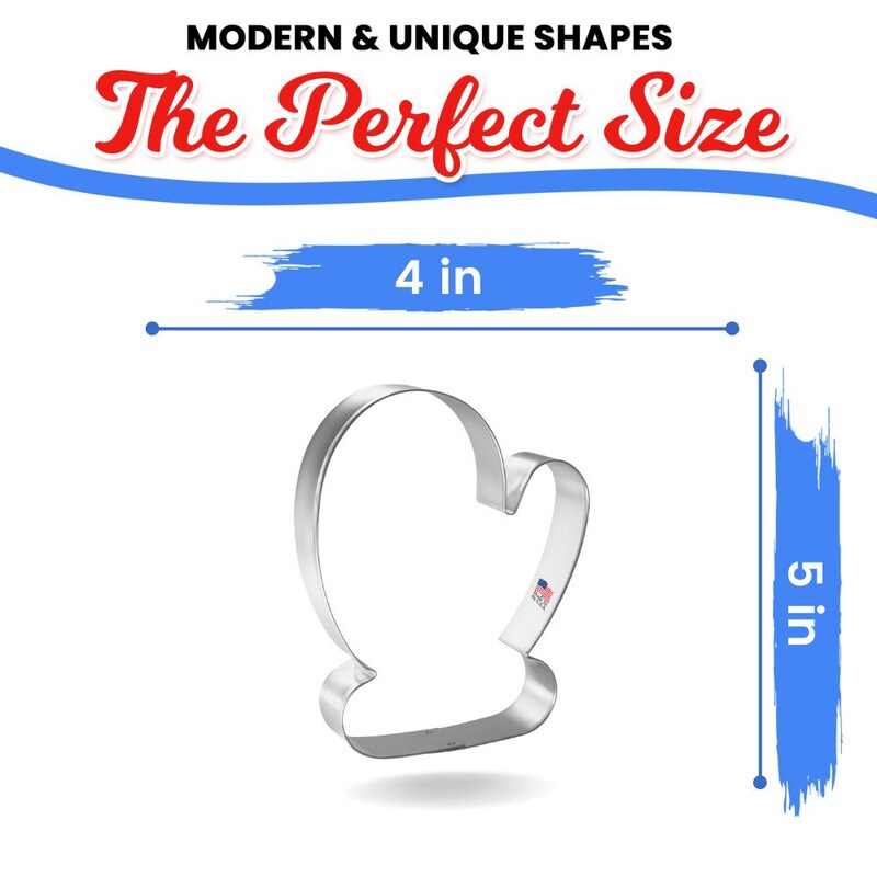 CookieCutter.com Mitten Cookie Cutter 5 in Christmas, Winter, Clothes, Tin Plated Steel, USA