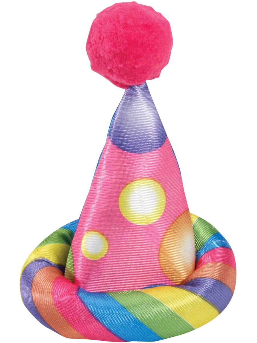 Circus Sweetie Clown Costume Rainbow Cone Hat With Pink Pom-Pom