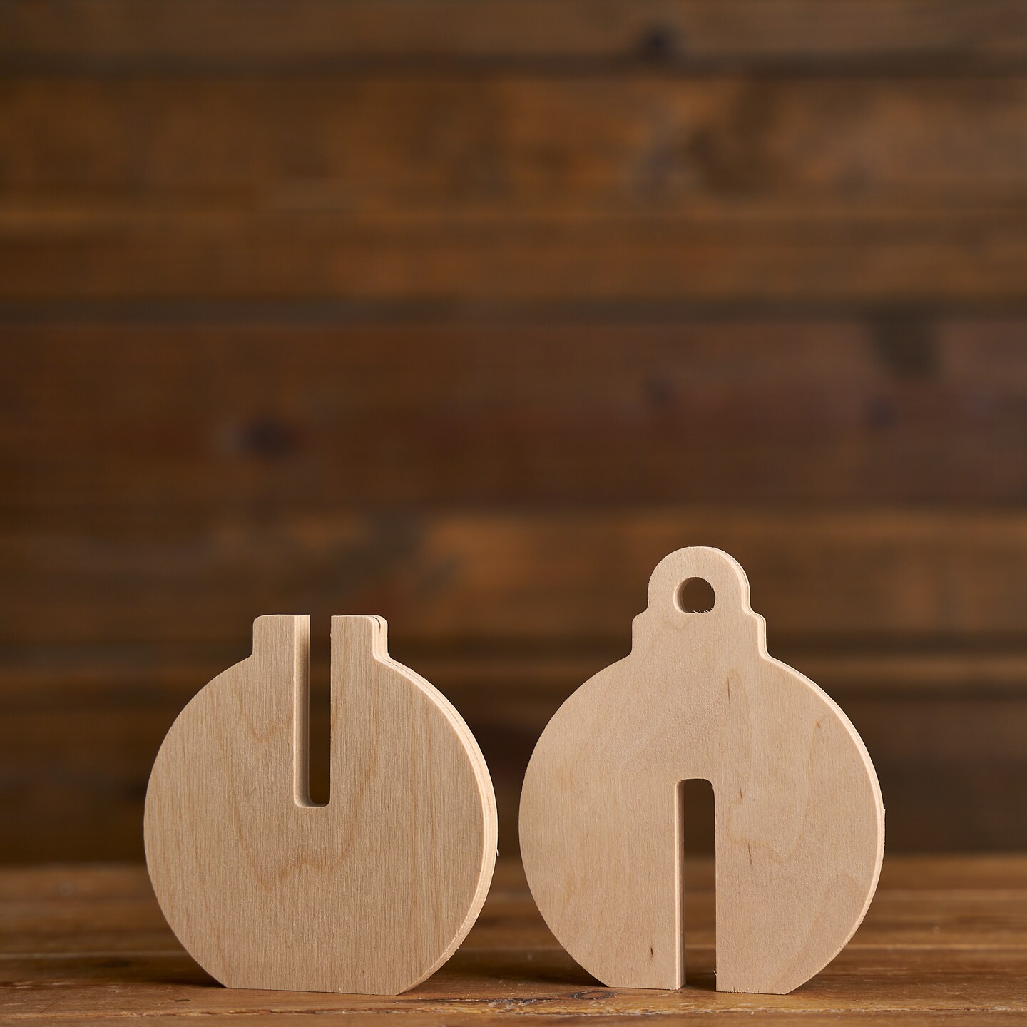 6 in. Unfinished Wooden Slotted Ornaments 3pc