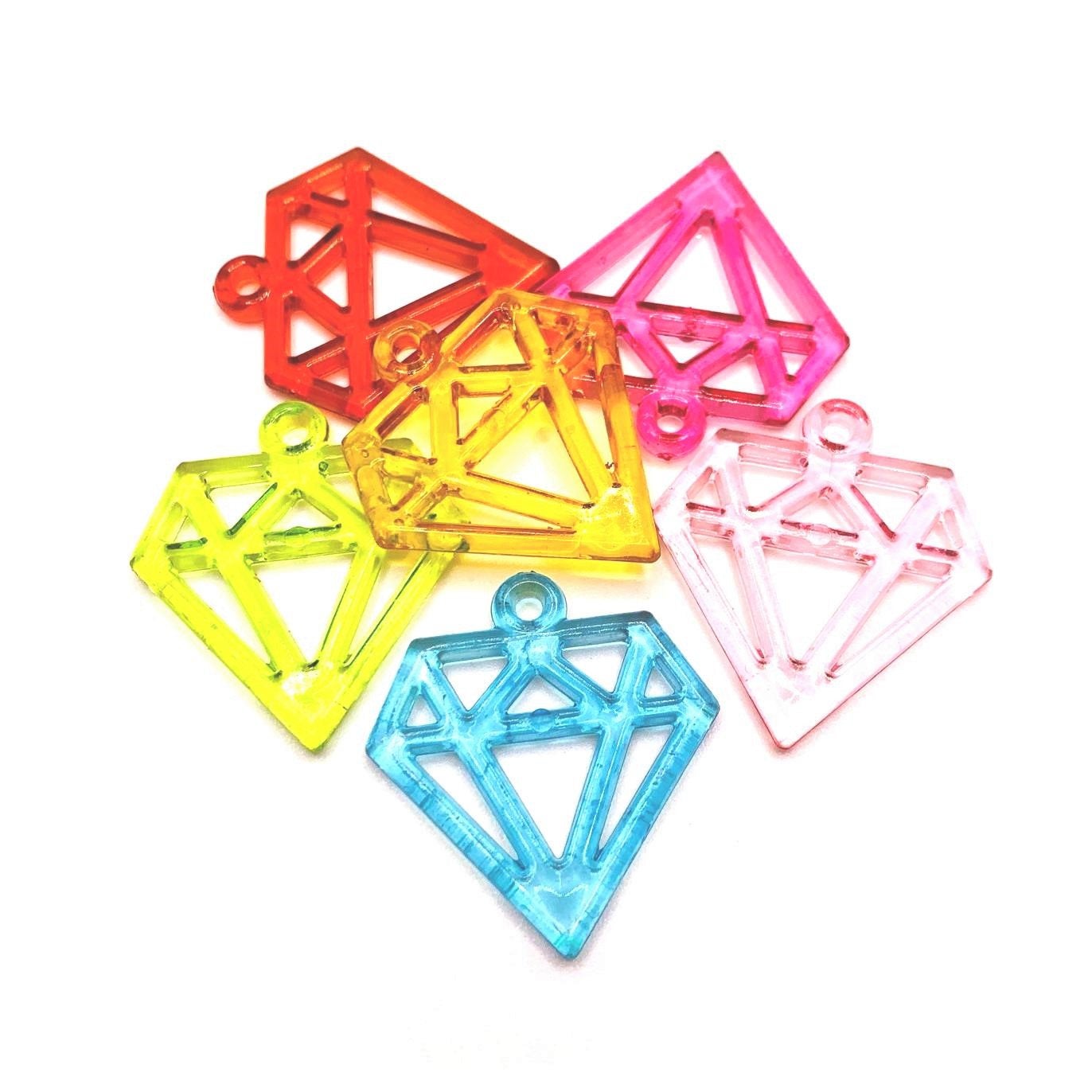 4, 20 or 50 Pieces: Multi-color Acrylic Diamond Shape Charms | Michaels