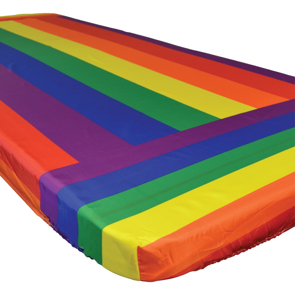 In the Breeze Rainbow Stripe Fitted Tablecloth - 30 Inch x 72 Inch - Machine Washable Fabric Tablecloth for Picnics, Camping or any Outdoor/Indoor Use!
