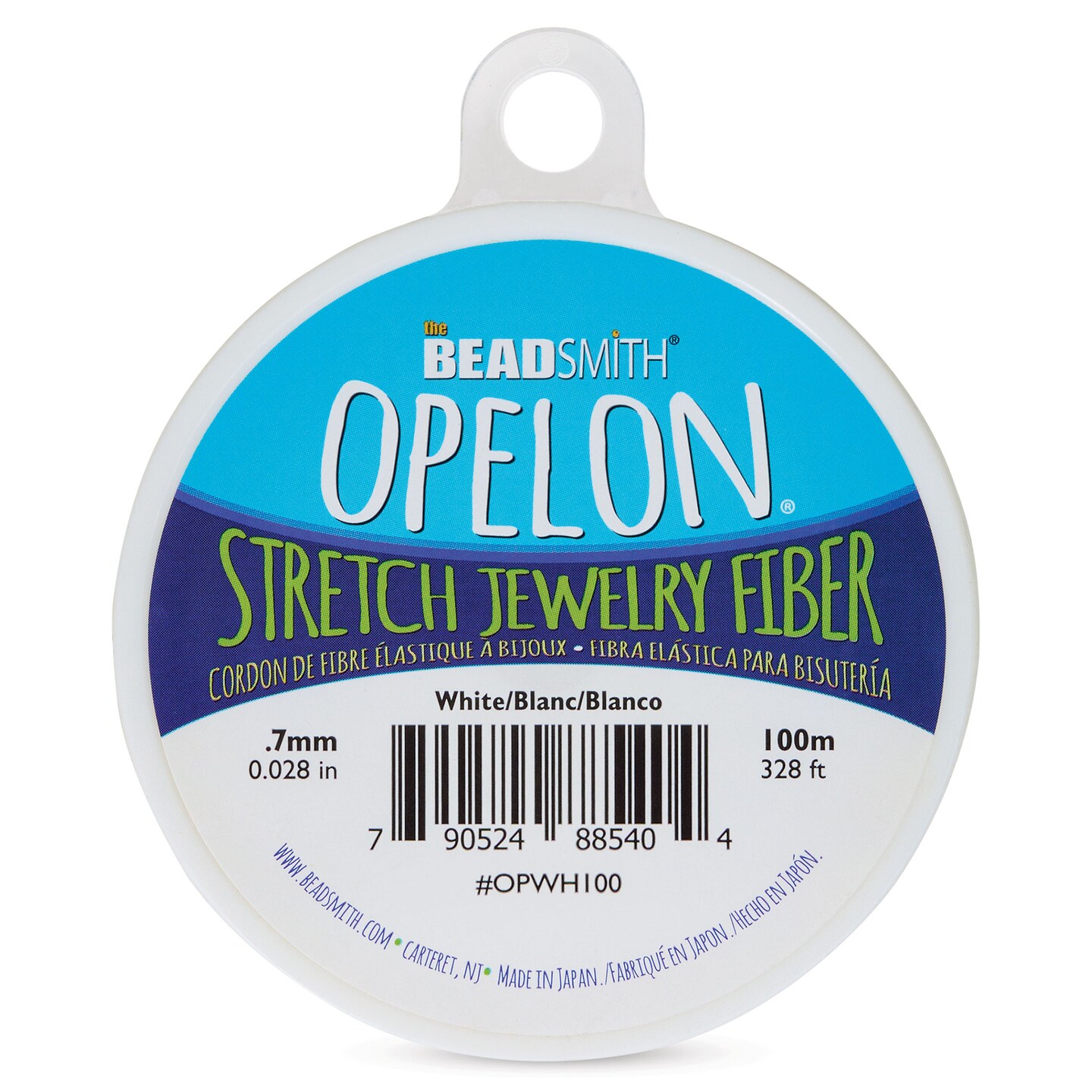 Beadsmith Opelon Stretch Jewelry Fiber - White, 100 m