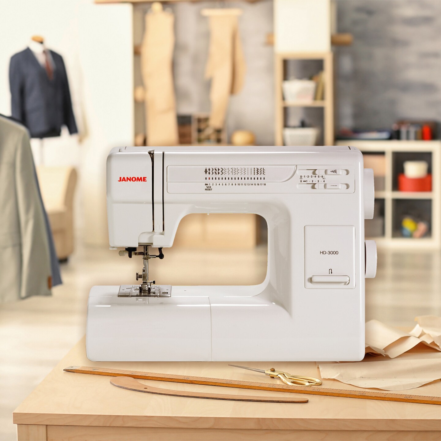  Janome HD3000 Heavy-Duty Sewing Machine with 18 Built