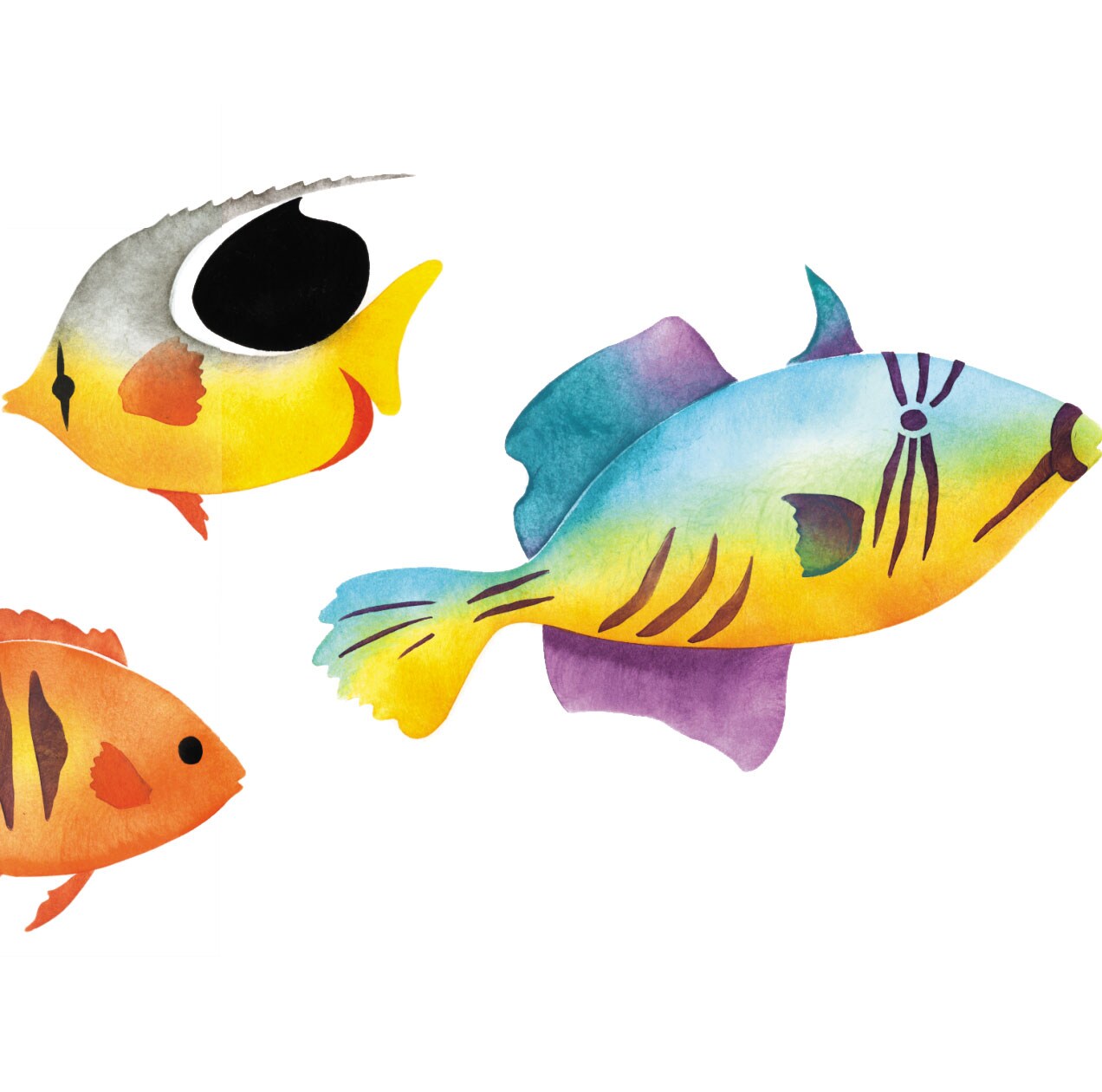 Four Fish Wall Stencil | 2707 by Designer Stencils | Animal &#x26; Nature Stencils | Reusable Art Craft Stencils for Painting on Walls, Canvas, Wood | Reusable Plastic Paint Stencil for Home Makeover | Easy to Use &#x26; Clean Art Stencil