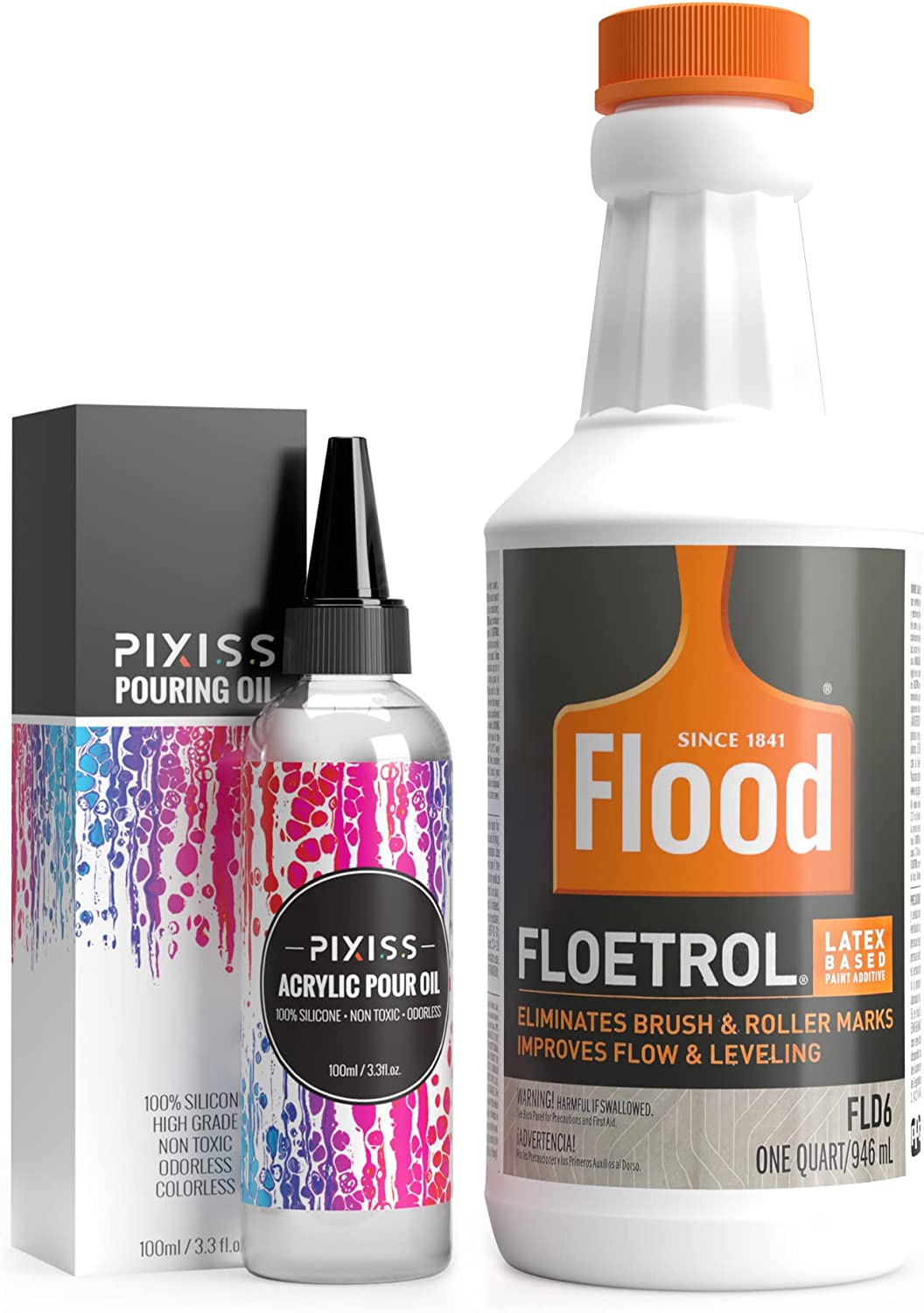Floetrol Pouring Medium for Acrylic Paint Pixiss Acrylic Pouring Oil for Creating Cells