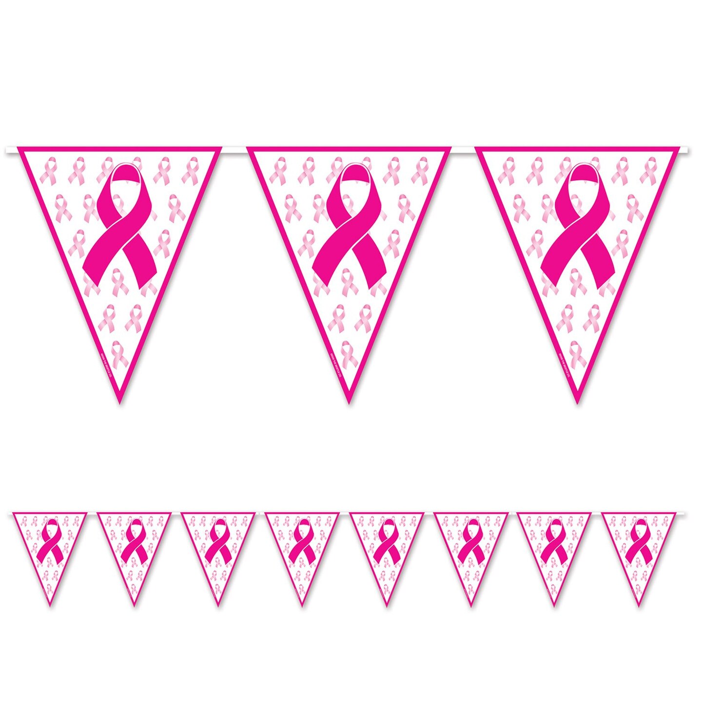 Pink Ribbon Pennant Banner (Pack of 12)