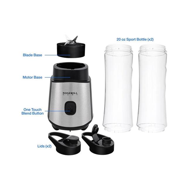 Open Box: Rosewill Single Serve Personal Blender for Smoothies, Juices &  Shakes, Includes Two 20 oz. BPA-Free Travel Bottles, 300W, Black -  (RHBL-18002) 
