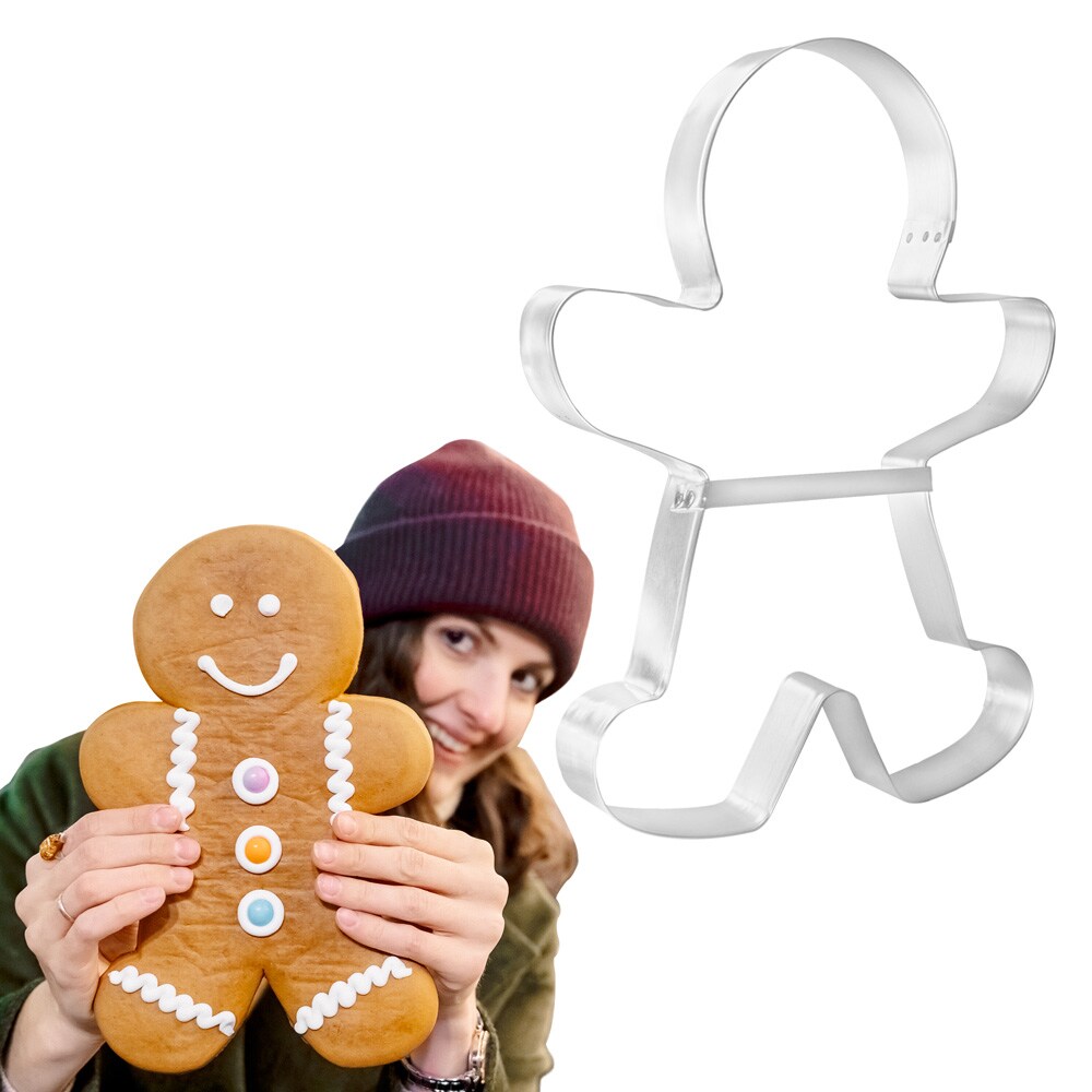 Extra Large Gingerbread Man with Brace Cookie Cutter 8.5 in, CookieCutter.com, Tin Plated Steel, Handmade in the USA