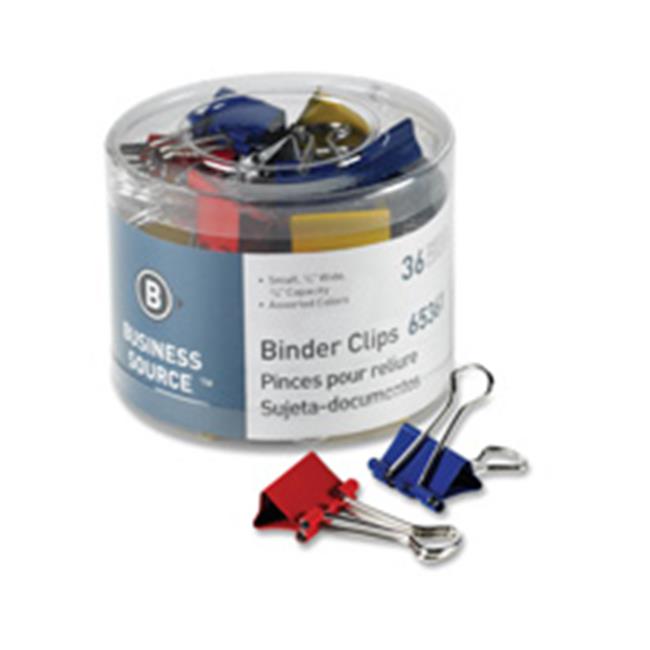 Business Source Binder Clips, Medium 1.25 in. W, .63 in. Capacity, 24-PK, Assorted