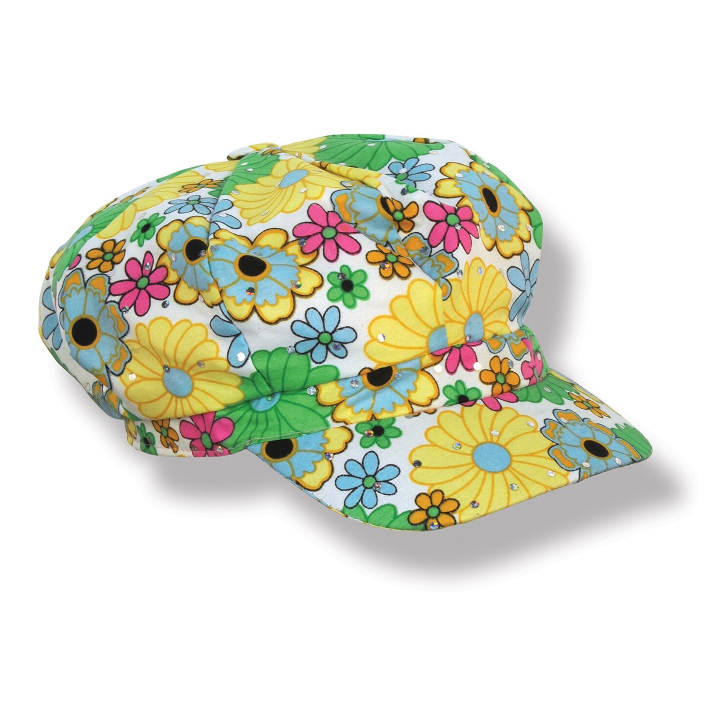 Fabric 60s Flower Print Hat, (Pack of 6)