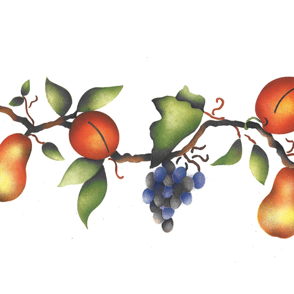 Assorted Fruit Branch Wall Stencil | 2827 by Designer Stencils | Reusable Art Craft Stencils for Painting on Walls, Canvas, Wood | Reusable Plastic Paint Stencil for Home Makeover | Easy to Use &#x26; Clean Art Stencil