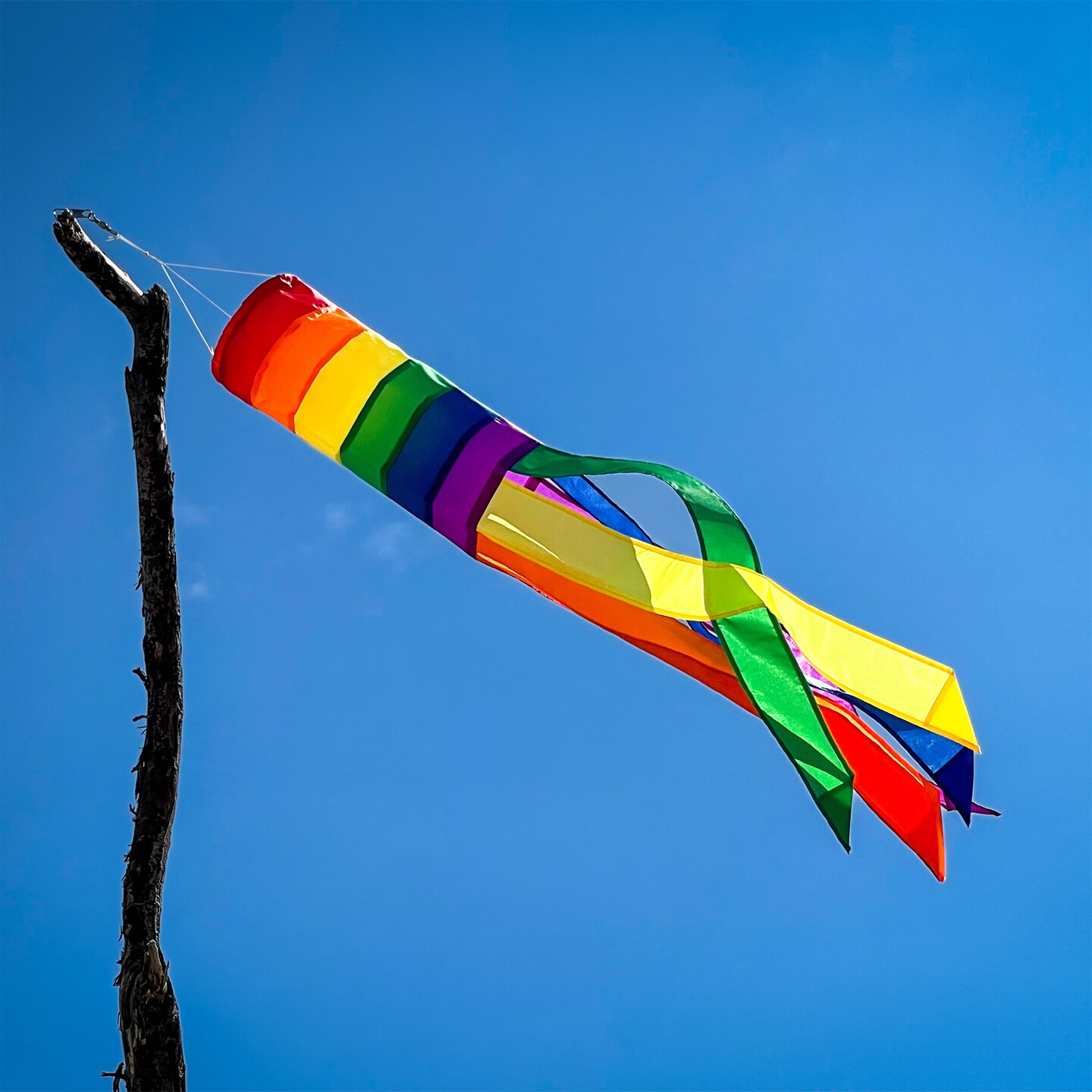 In the Breeze Rainbow Column 33 Inch Windsock - Colorful Hanging Decoration - Red, Orange, Yellow, Green, Blue and Purple Taffeta Material