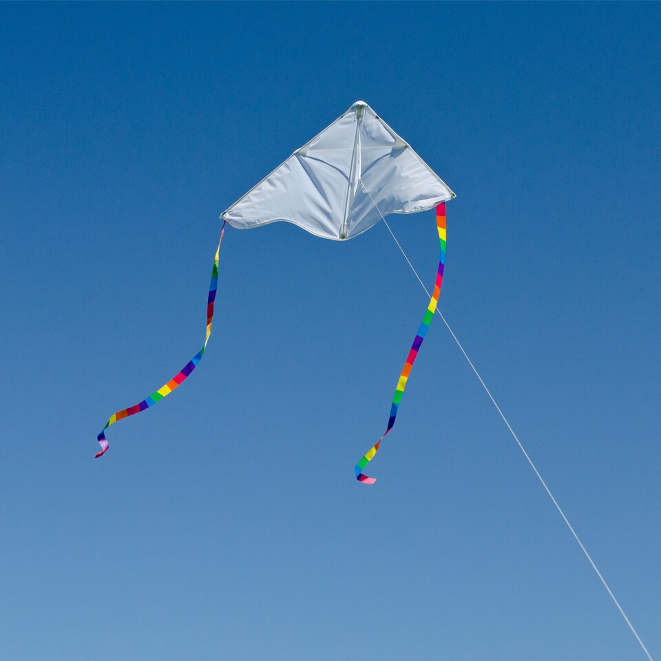 In the Breeze Coloring Delta 30 Inch Kite - Single Line - Ripstop Fabric Kite - Includes Crayons, Kite Line and Bag - Creative Fun for Kids and Adults