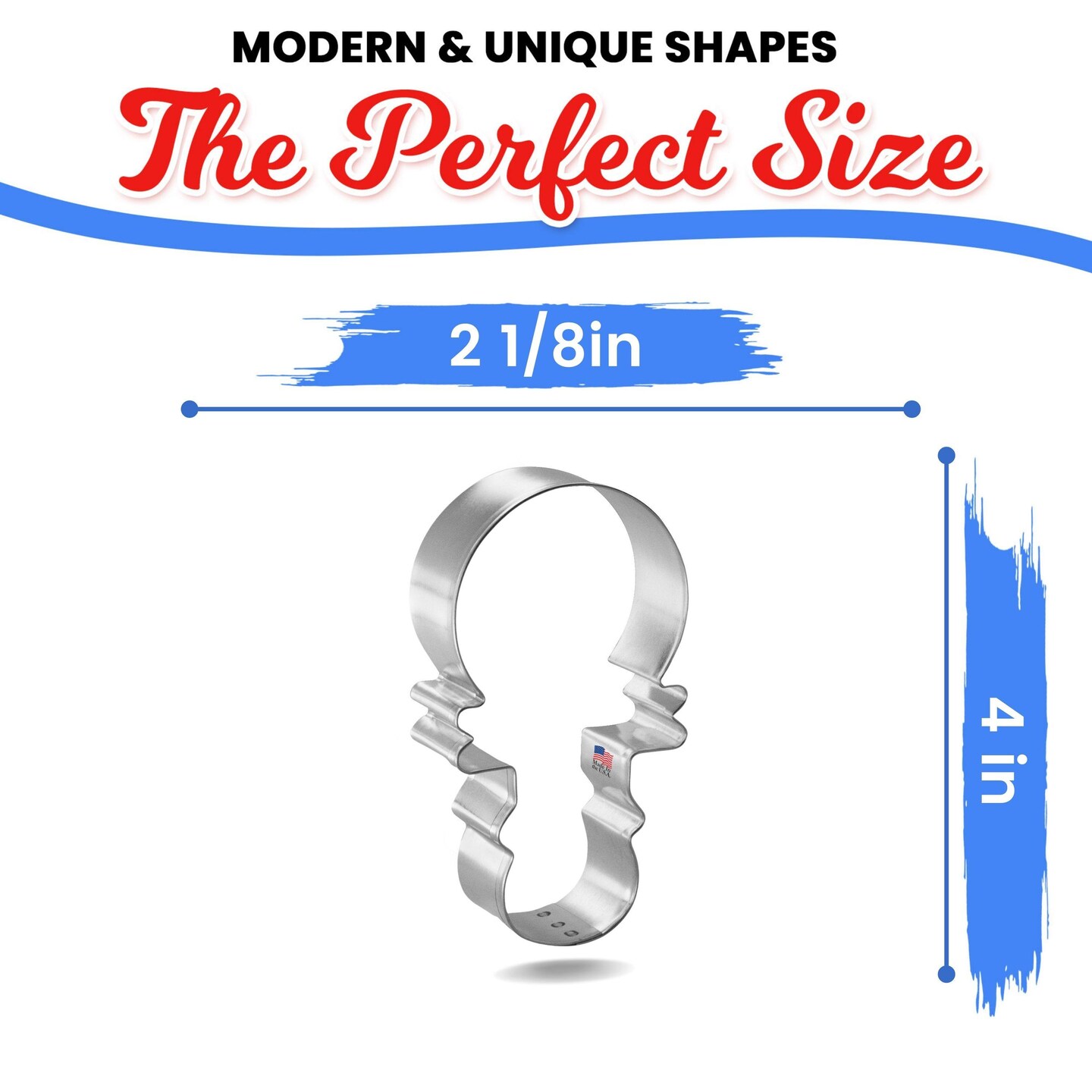 Baby Rattle Cookie Cutter 4", CookieCutter.com, Tin Plated Steel, Handmade in the USA