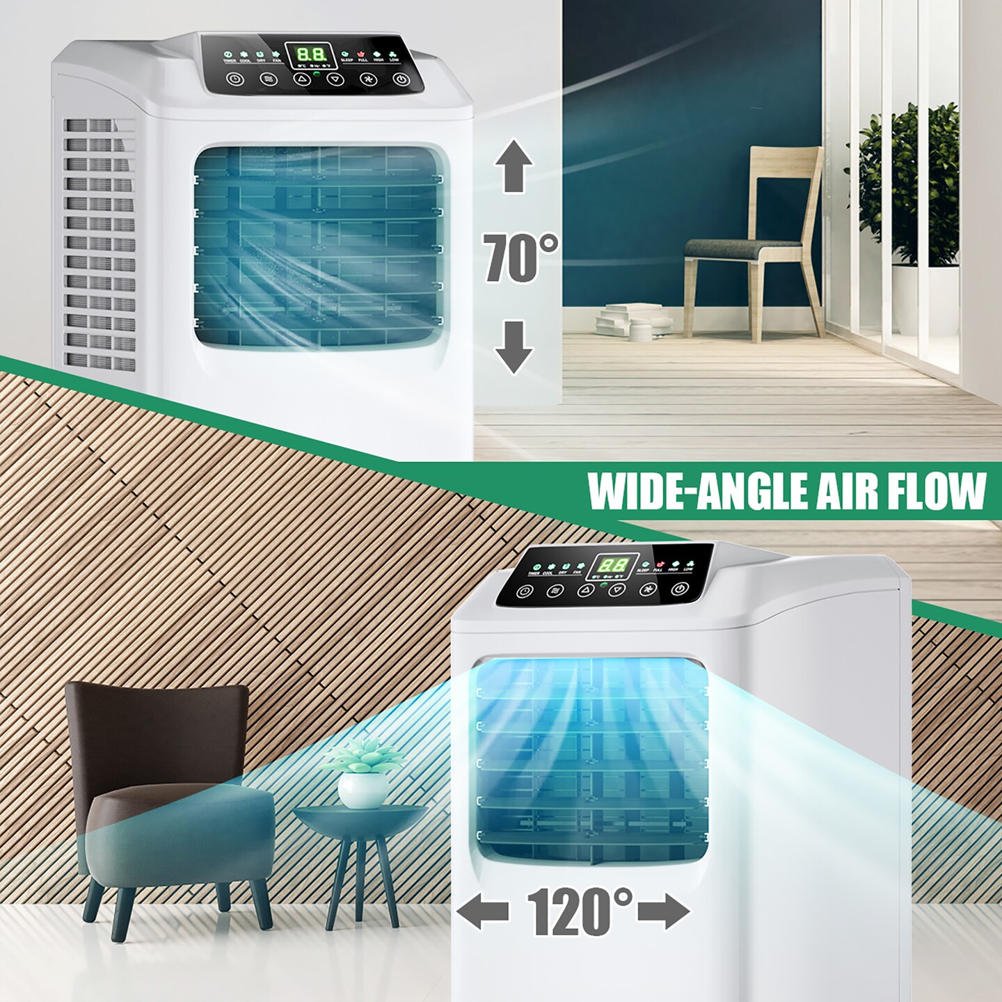 Costway 5500 BTU (9000 BTU ASHRAE) 3-in-1 Portable Air Conditioner w/Built-in Dehumidifier and Window Kit