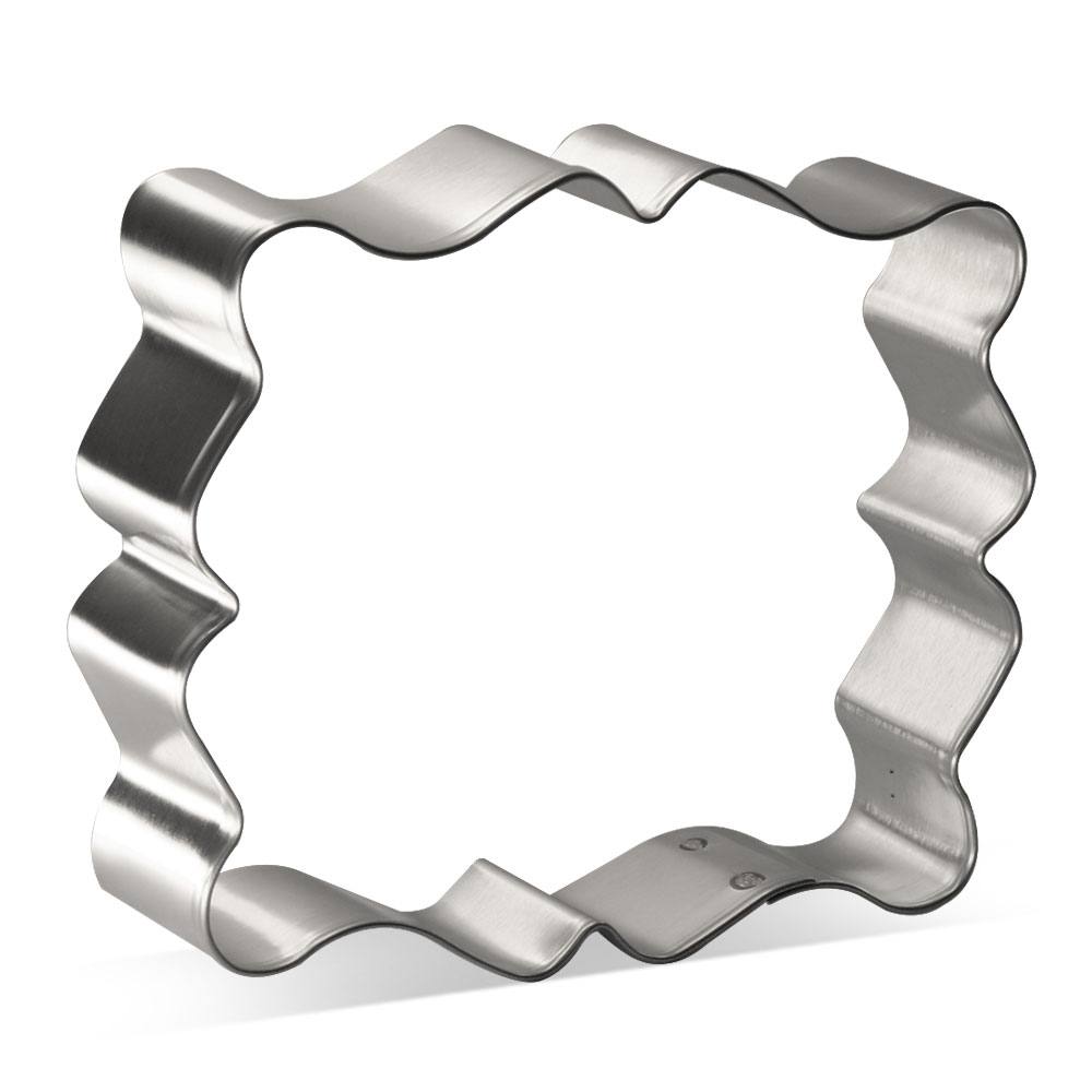 Fancy Rectangle Plaque Cookie Cutter 4 in B1572, CookieCutter.com, Tin Plated Steel, Handmade in the USA