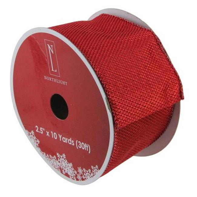 Northlight  2.5 x 10 Yards Simply Red Burlap Wired Christmas Craft Ribbon