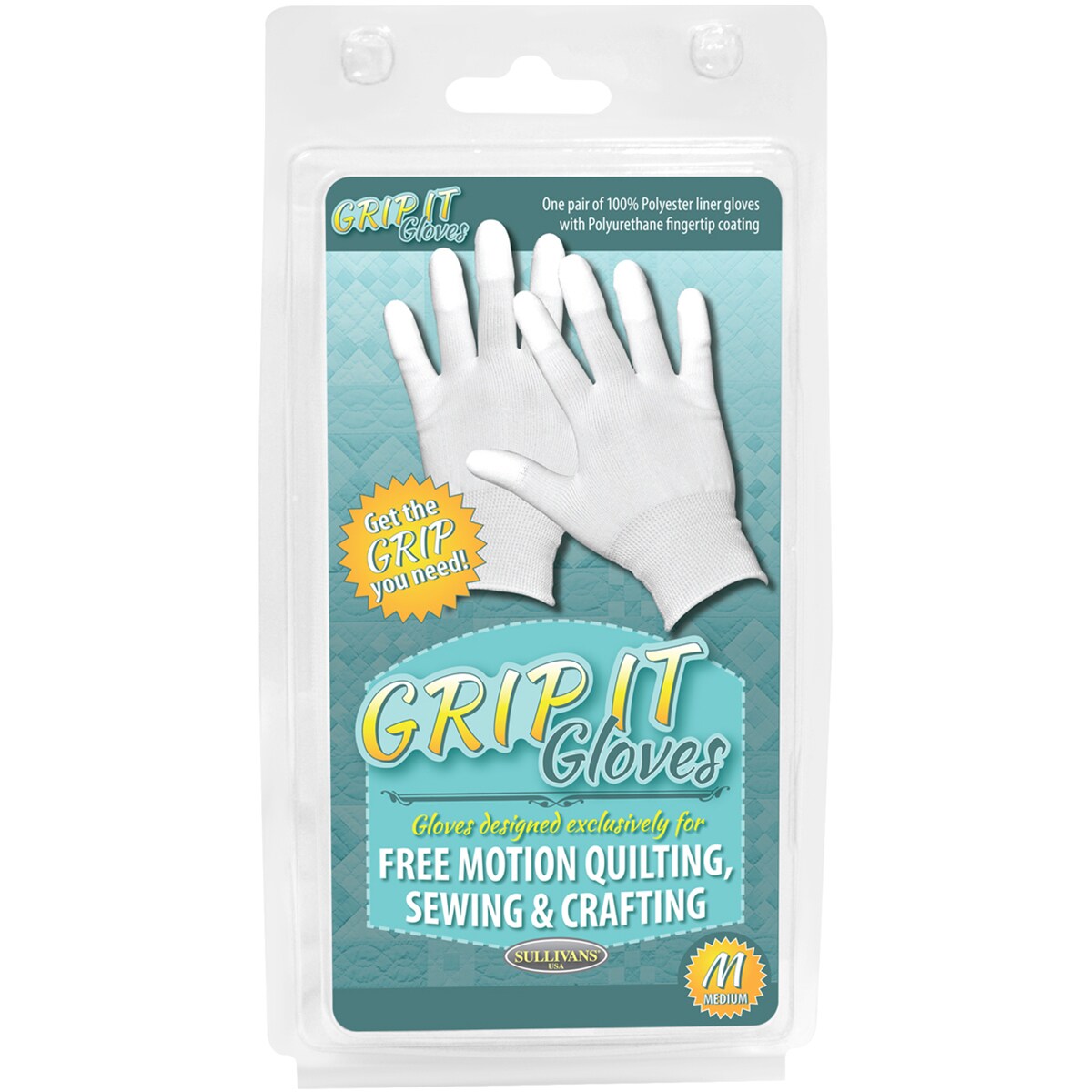 Sullivans Grip Gloves For Free Motion Quilting-Medium