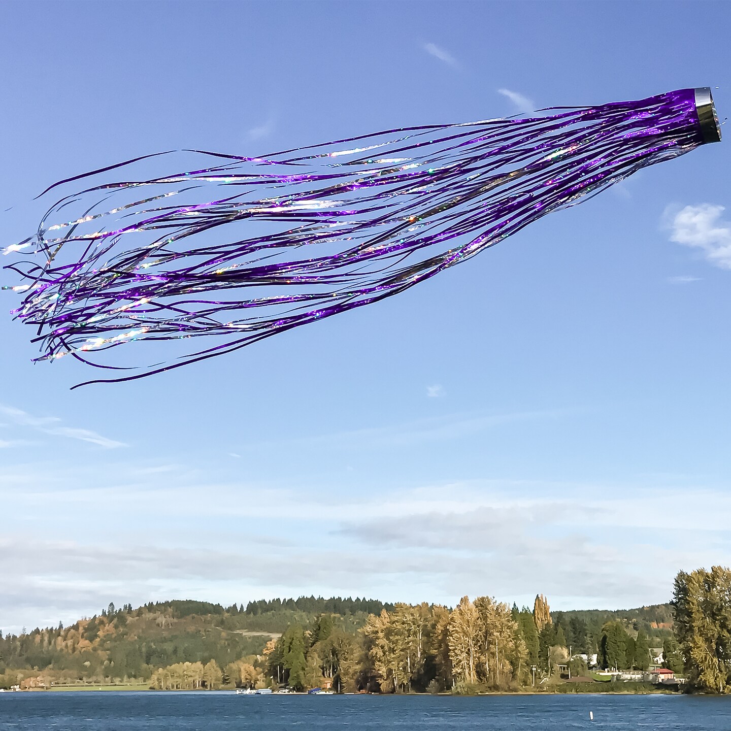 In the Breeze Purple Holographic Mylar Windsock Hanging Decoration - Decorative and Humane Bird and Pest Deterrent