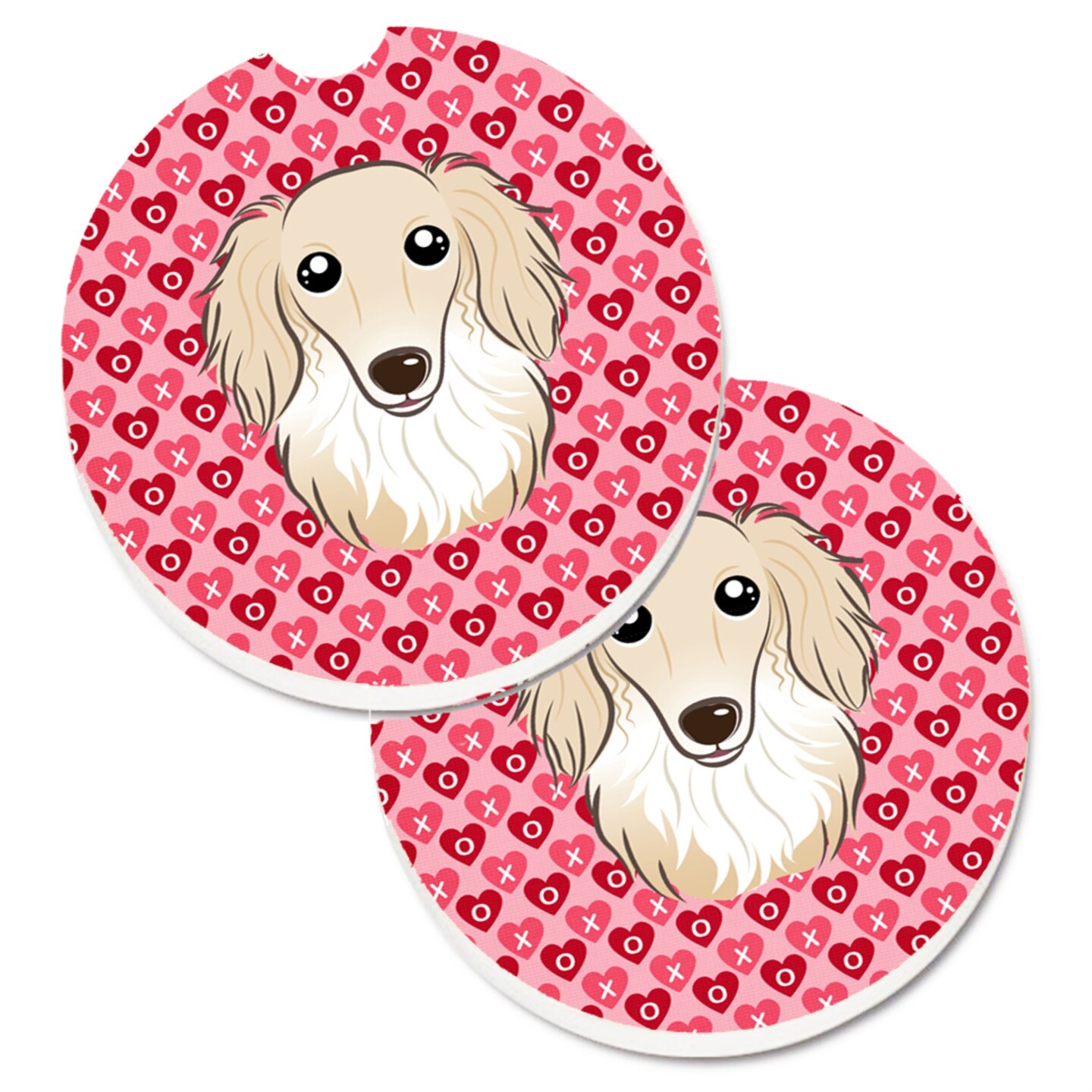 Caroline's Treasures Dachshund Hearts Cup Holder Car Coasters