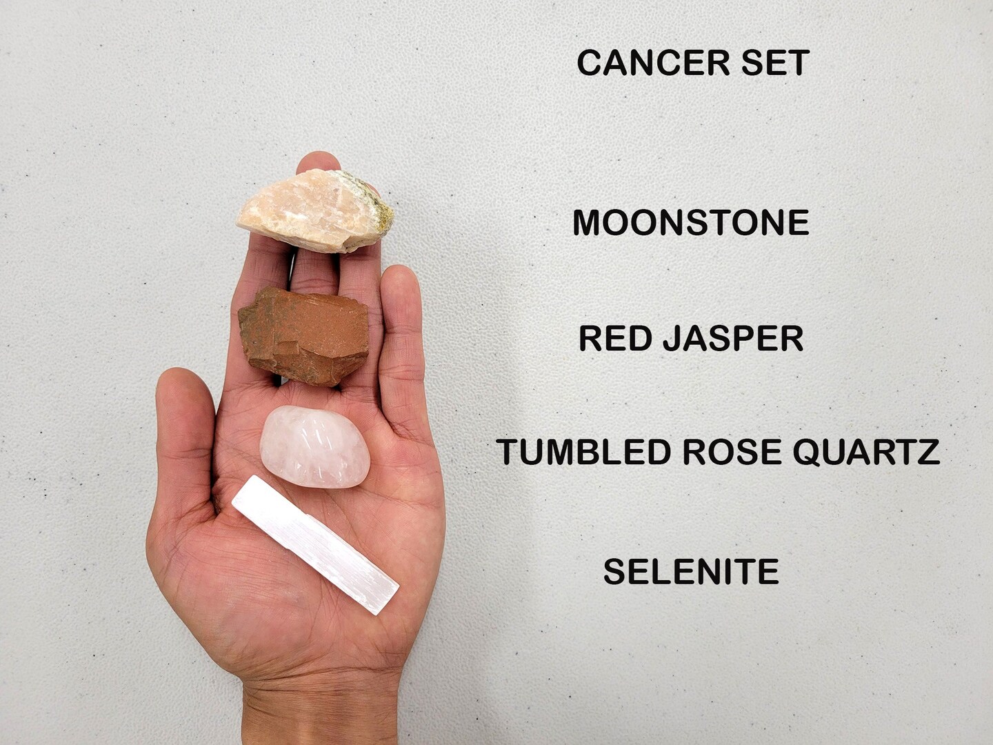 Crystals For Cancer Zodiac Sign, Moonstone Red Jasper Rose Quartz Selenite