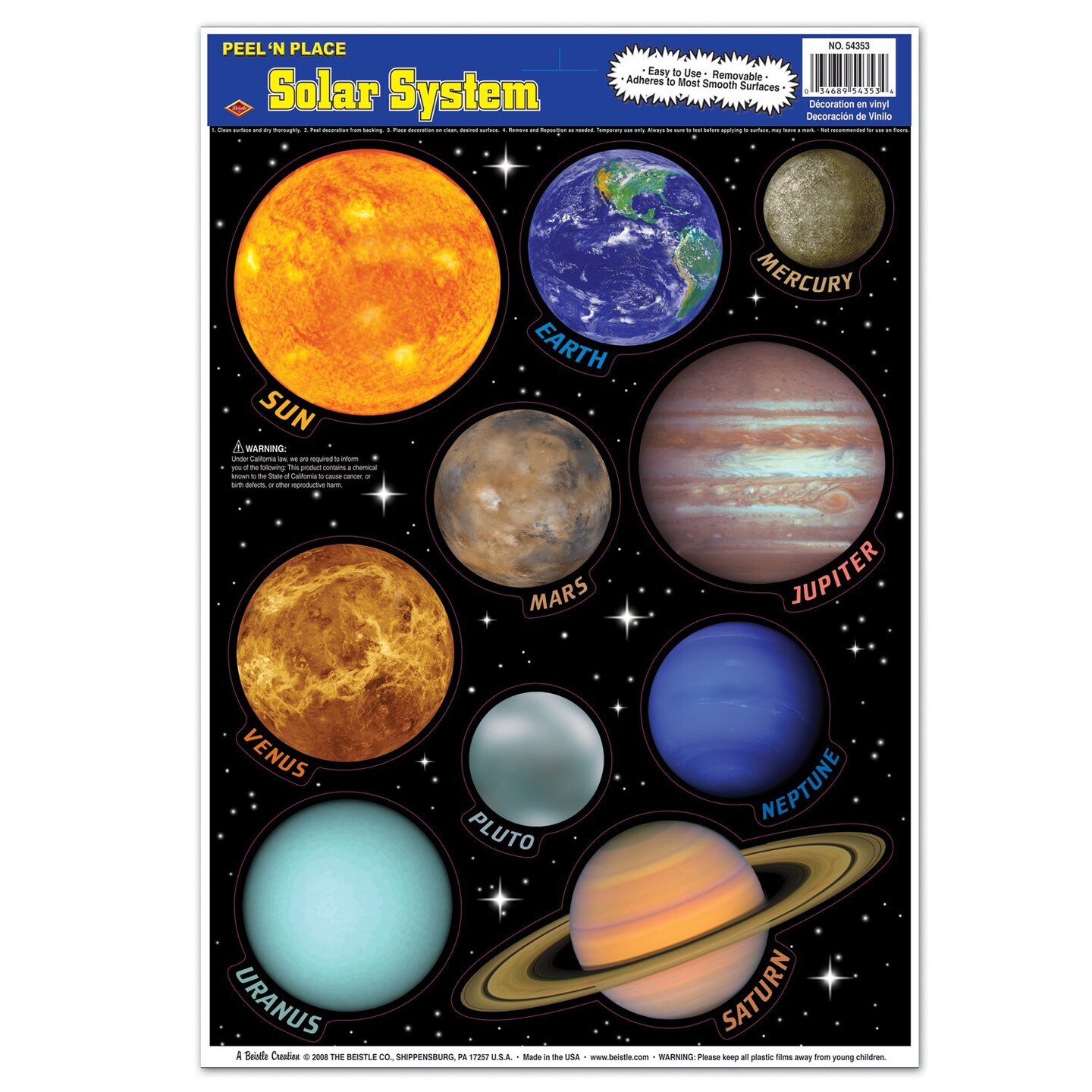 Solar System Peel &#x27;N Place (Pack of 12)