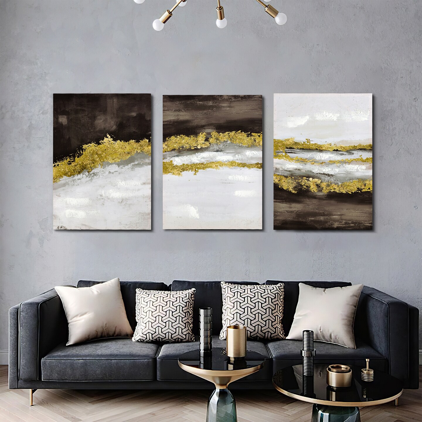 Glitter Wall Decor Canvas Wall Art 3 Piece Framed Wall Art