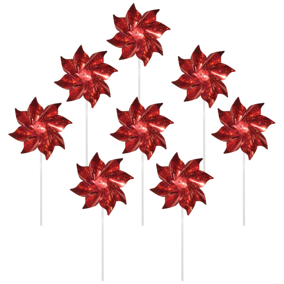 In the Breeze 2706 Red Mylar Pinwheels - Sparkly Red Spinners - Great Party Favor or Decoration - 8 Piece Bags