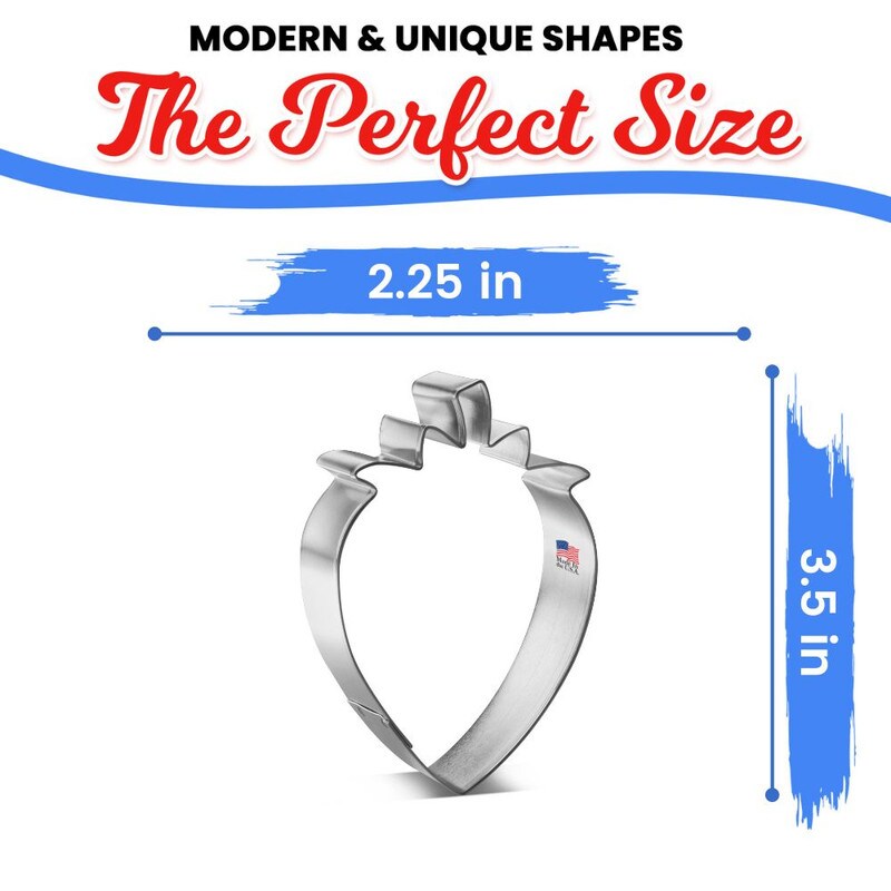 Strawberry Cookie Cutter 3.5 in, CookieCutter.com, Tin Plated Steel, Handmade in the USA