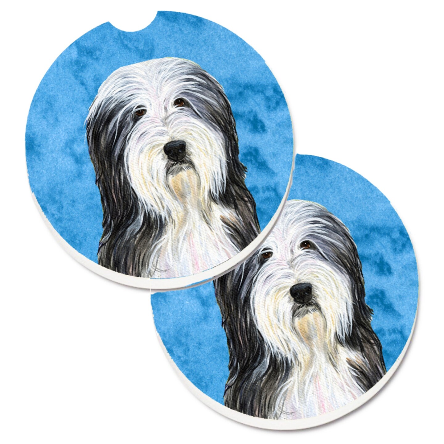 Caroline s Treasures Blue Bearded Collie Set of 2 Cup Holder Car