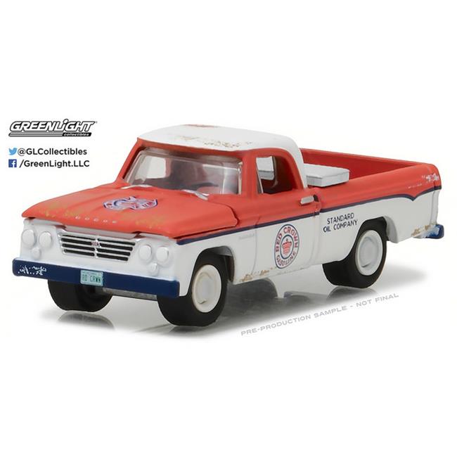 Greenlight 41020A 1962 Dodge D-100 Pickup Truck Long Bed with Tool Box Crown Gasoline Model Car - Red