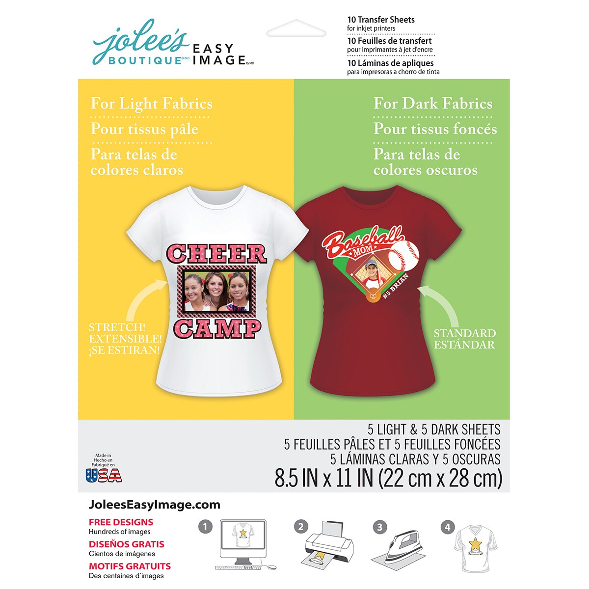 Jolee's Easy Image Transfer Sheets 8.5X11 10/Pkg for Light & Dark Fabrics