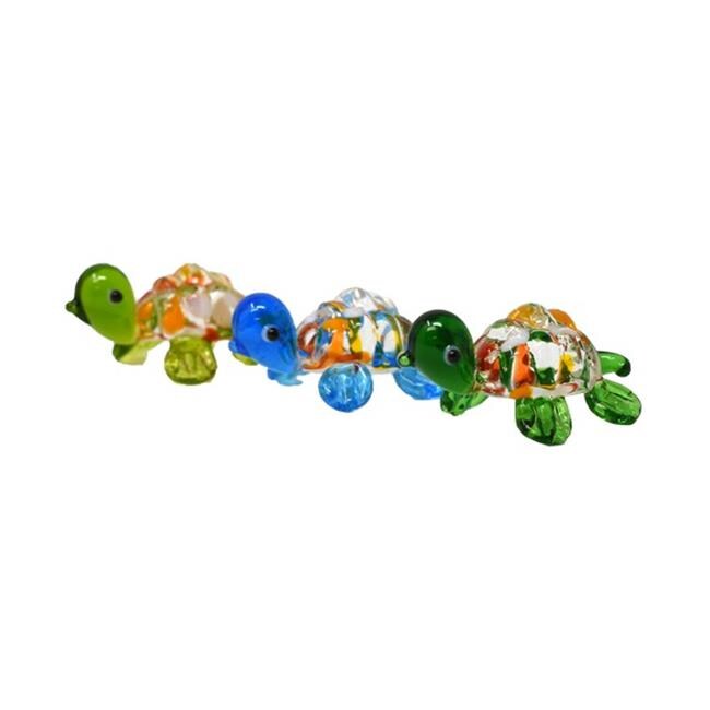 LS Arts  Milano Art Glass Animals With Mini Turtles Figurine