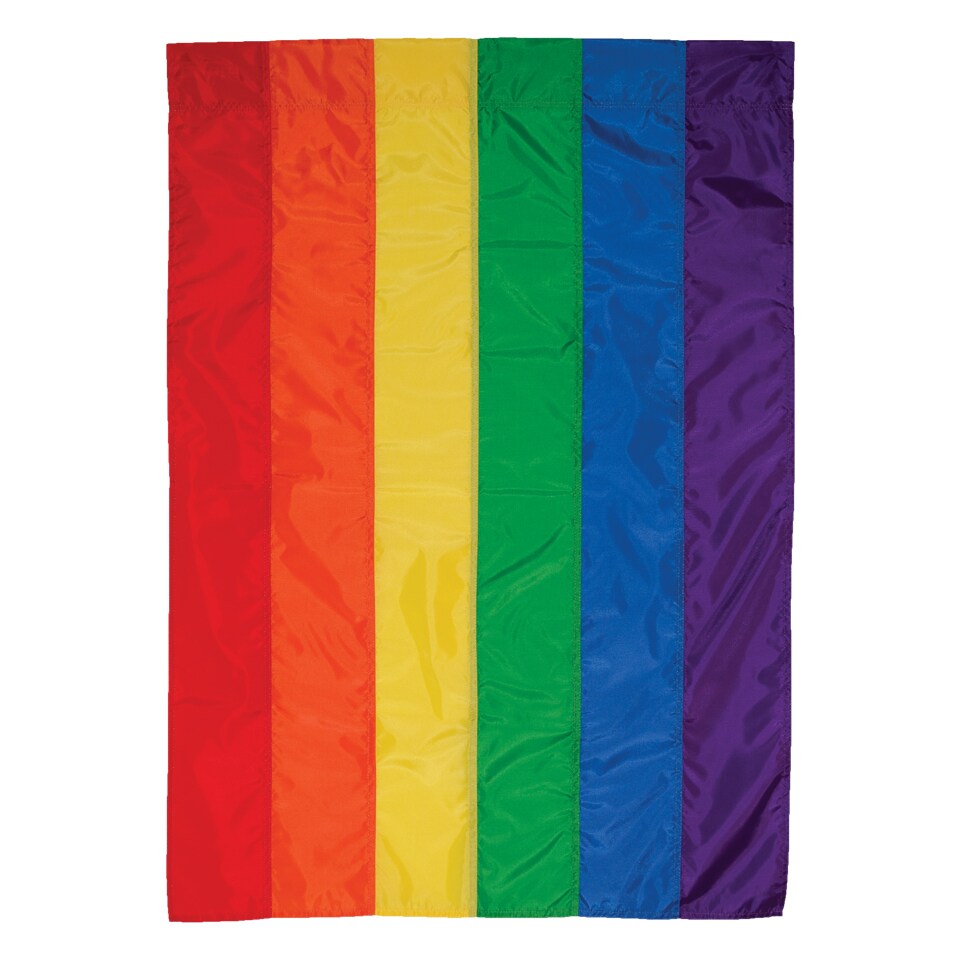 In the Breeze 28 Inch by 40 Inch Rainbow Flag - Rainbow House Banner with Sewn Stripes
