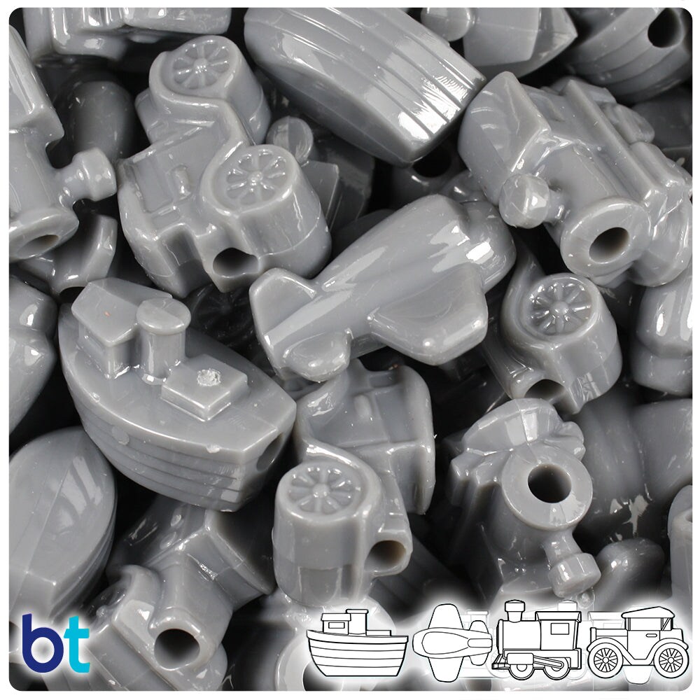 BeadTin Dark Grey Opaque Mini Mobile Plastic Pony Beads (2oz)
