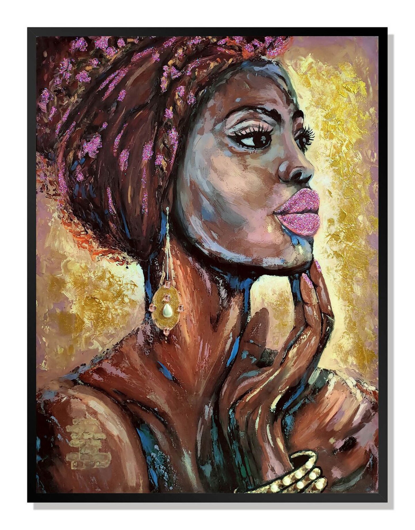 Screen Gems African Woman B Hand Painted Framed Decorative Painting