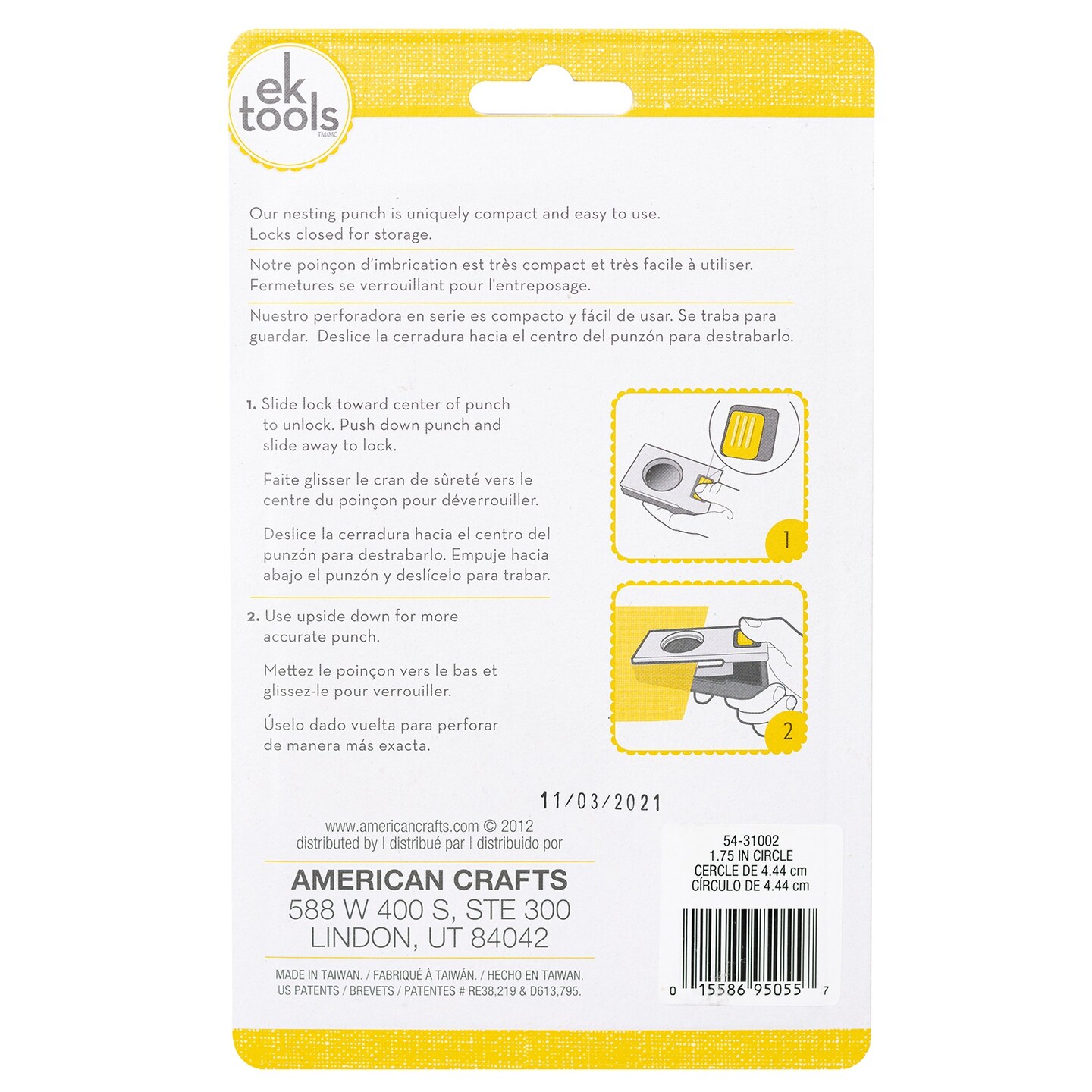 EK Tools Large Circle Punch, 1.75 inch with Safety Lock - Create Precise Circles with Paper or Cardstock - Hole Puncher for Handmade Cards, Scrapbooking, Gift Tags, DIY Cupcake Toppers, and Crafts