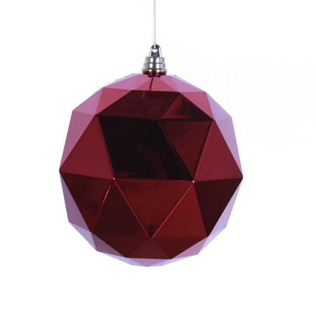 6 in. Wine Shiny Geometric Christmas Ornament Ball - 4 per Bag