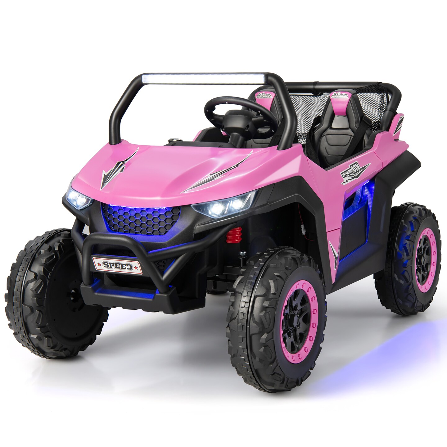 Costway 12V 2-Seater Kids Ride On UTV RC Electric Vehicle Suspension w/ Lights &#x26; Music