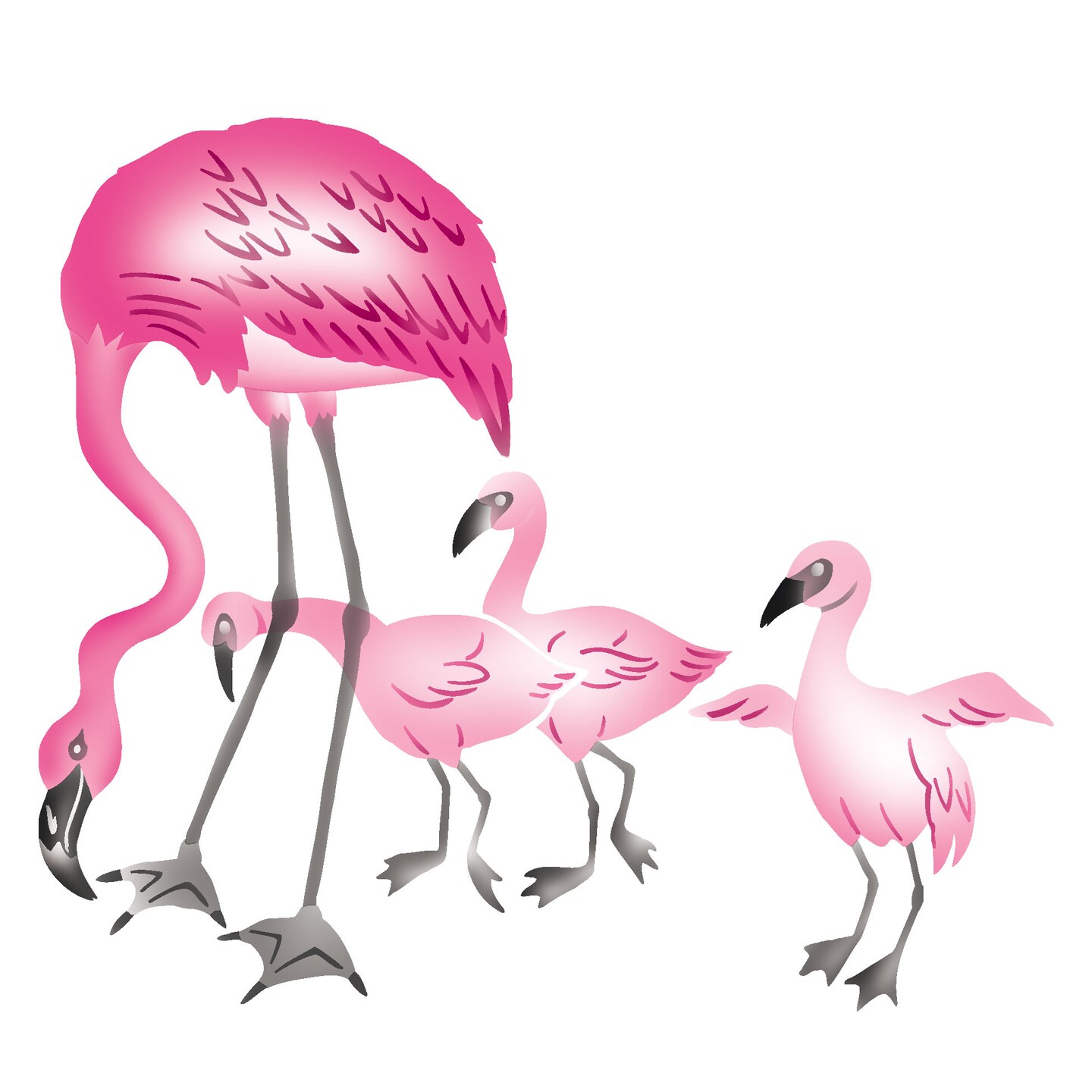 Flamingo Family Wall Stencil | 2721 by Designer Stencils | Animal &#x26; Nature Stencils | Reusable Art Craft Stencils for Painting on Walls, Canvas, Wood | Reusable Plastic Paint Stencil for Home Makeover | Easy to Use &#x26; Clean Art Stencil