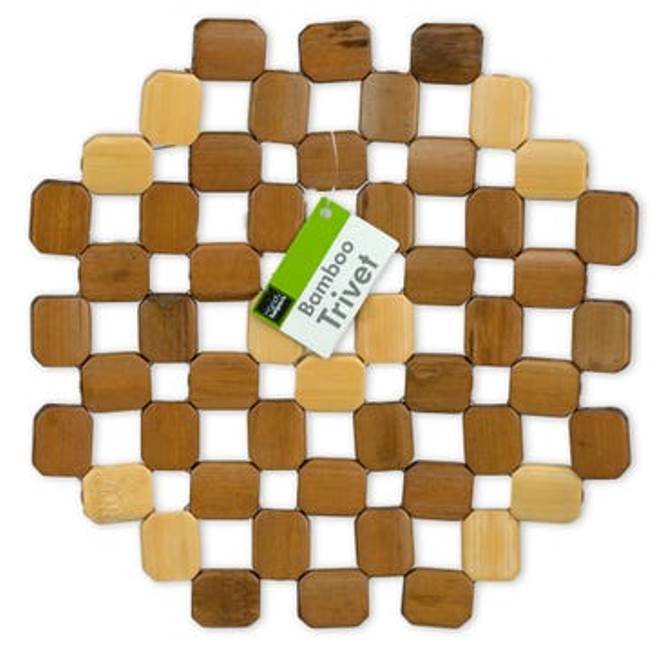Handy Housewares 8&#x22; Natural Bamboo Wood Trivet Hot Pad Table Protector