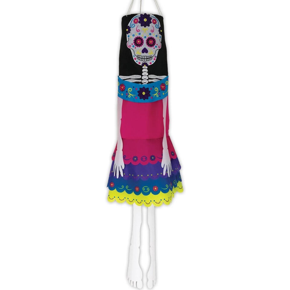 In the Breeze 5063 La Catrina 40 Inch Breeze Buddy Windsock - Hanging Day of the Dead Decoration - Outdoor Holiday D&#xE9;cor