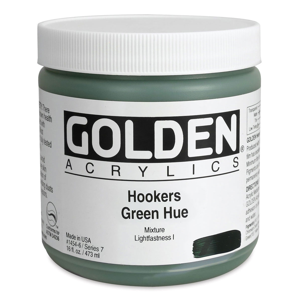 Golden Heavy Body Artist Acrylics - Hooker's Green Historic Hue, 16 oz Jar