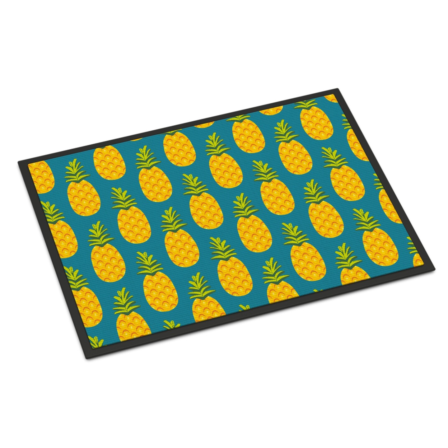 &#x22;Caroline&#x27;s Treasures Pineapples on Teal Doormat 24&#x22;&#x22; H x 36&#x22;&#x22; W Multicolor&#x22;