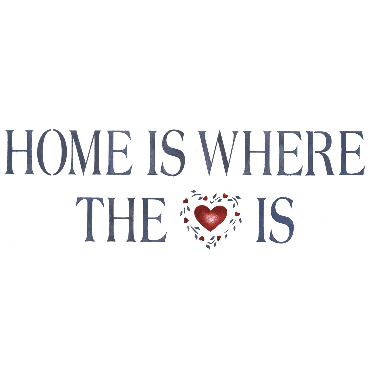 Home is Where The Heart is Lettering Wall Stencil | 3092 by Designer Stencils | Word &#x26; Phrase Stencils | Reusable Art Craft Stencils for Painting on Walls, Canvas, Wood | Reusable Plastic Paint Stencil for Home Makeover | Easy to Use &#x26; Clean